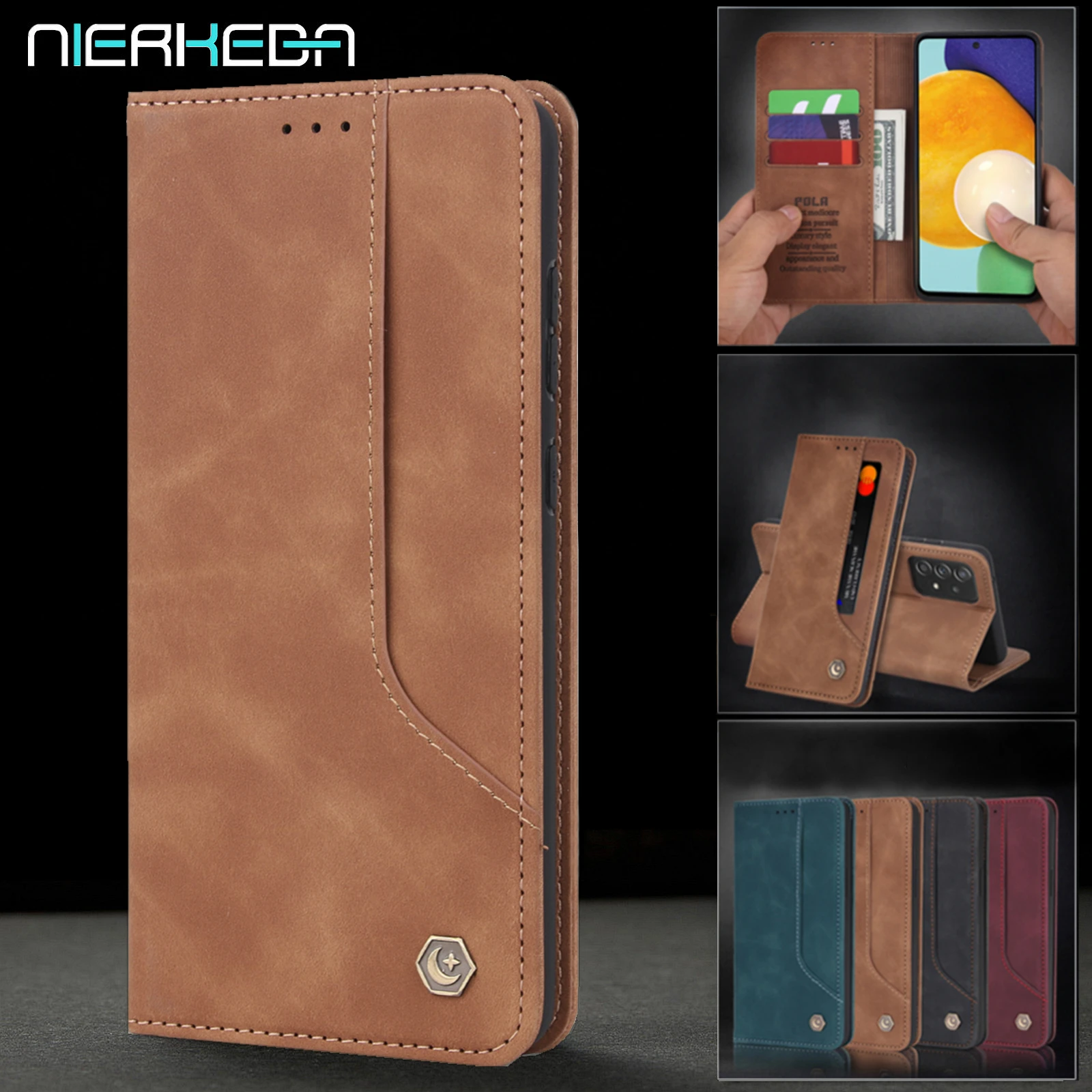 Leather Wallet Case for Samsung Galaxy A13 A33 A23 A53 A22 A32 A52 A72 5G A42 A12 A51 A71 A31 A41 A21S A02  Magnetic Flip Cover