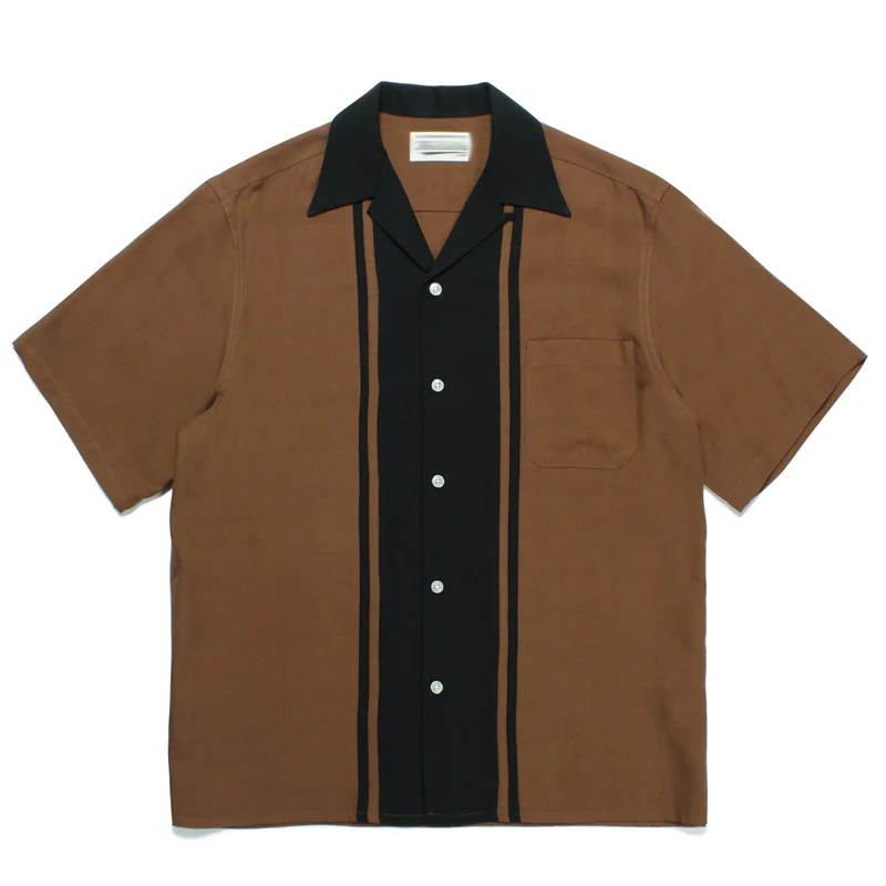 Pdmcms 23ss 新しいツートーン 50sshirt ストライプカラーブロックカジュアルハワイアン半袖シャツ