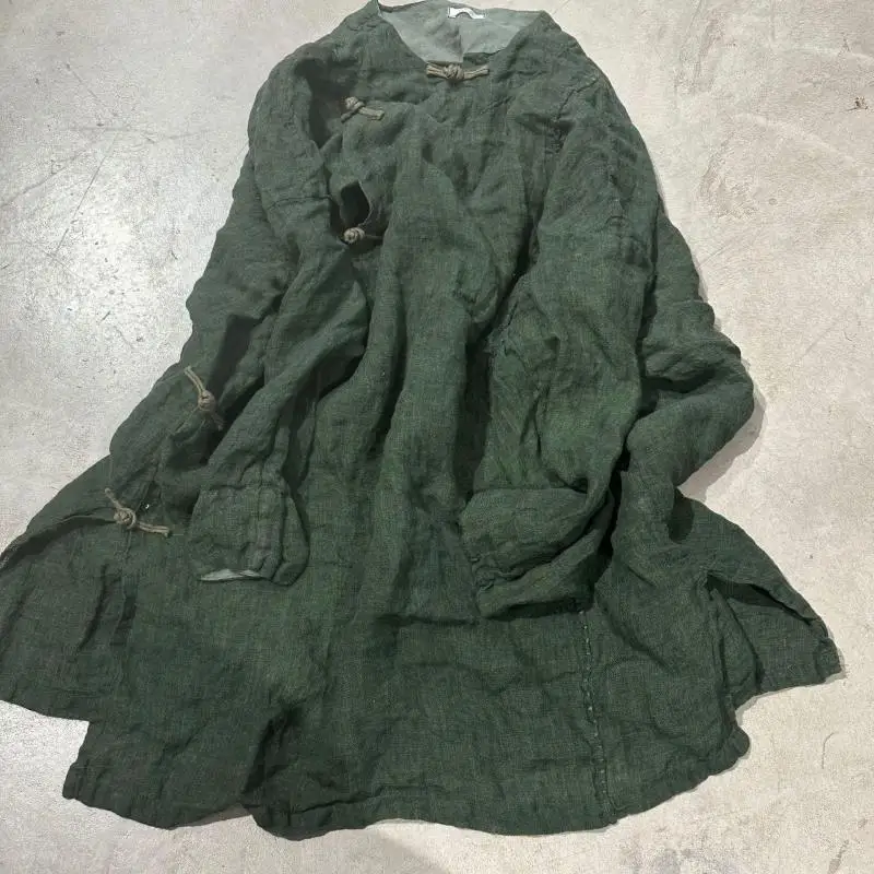 

Spring Arts Style Women Long Sleeve O-neck Loose Shirt Handmade Single Breasted Cotton Linen Vintage Blouses Good Quality SN122