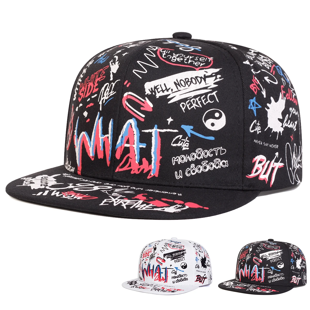 Unisex WAT Graffiti Afdrukken Hiphop Hoeden Lente Herfst Outdoor Verstelbare Casual Baseball Caps Zonnebrandcrème Hoed