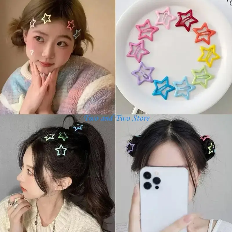 

HX6F 10PCS Hairpin Pentagram Hair Barrette Alloy Material Hair Pins Gift for Children