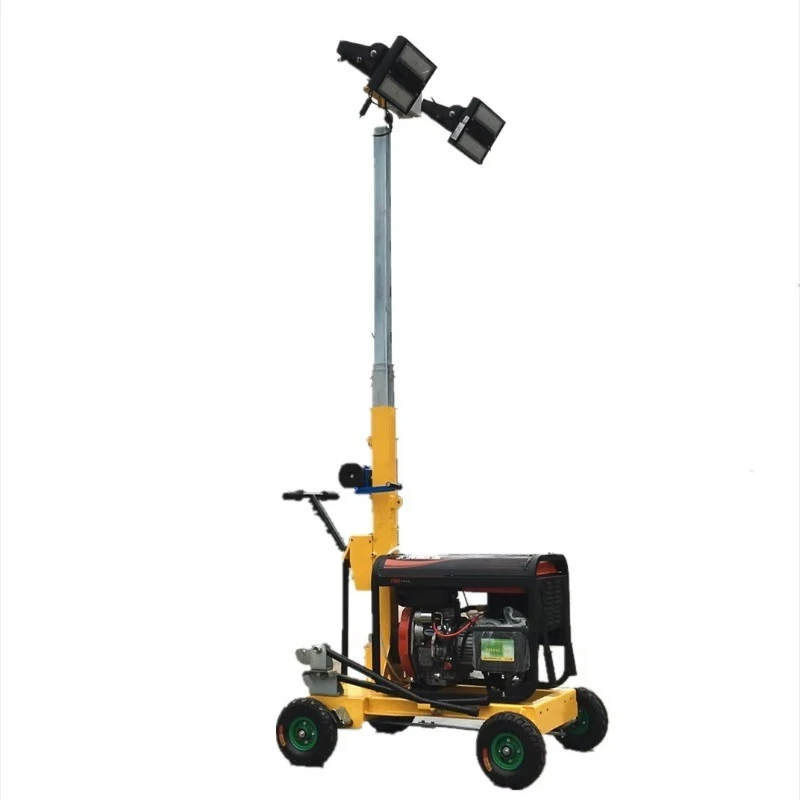 Mobile Lighting Tower Integrated Diesel Power Set 6m Trailer Four LED Lights For Engineering Temporary Lighting