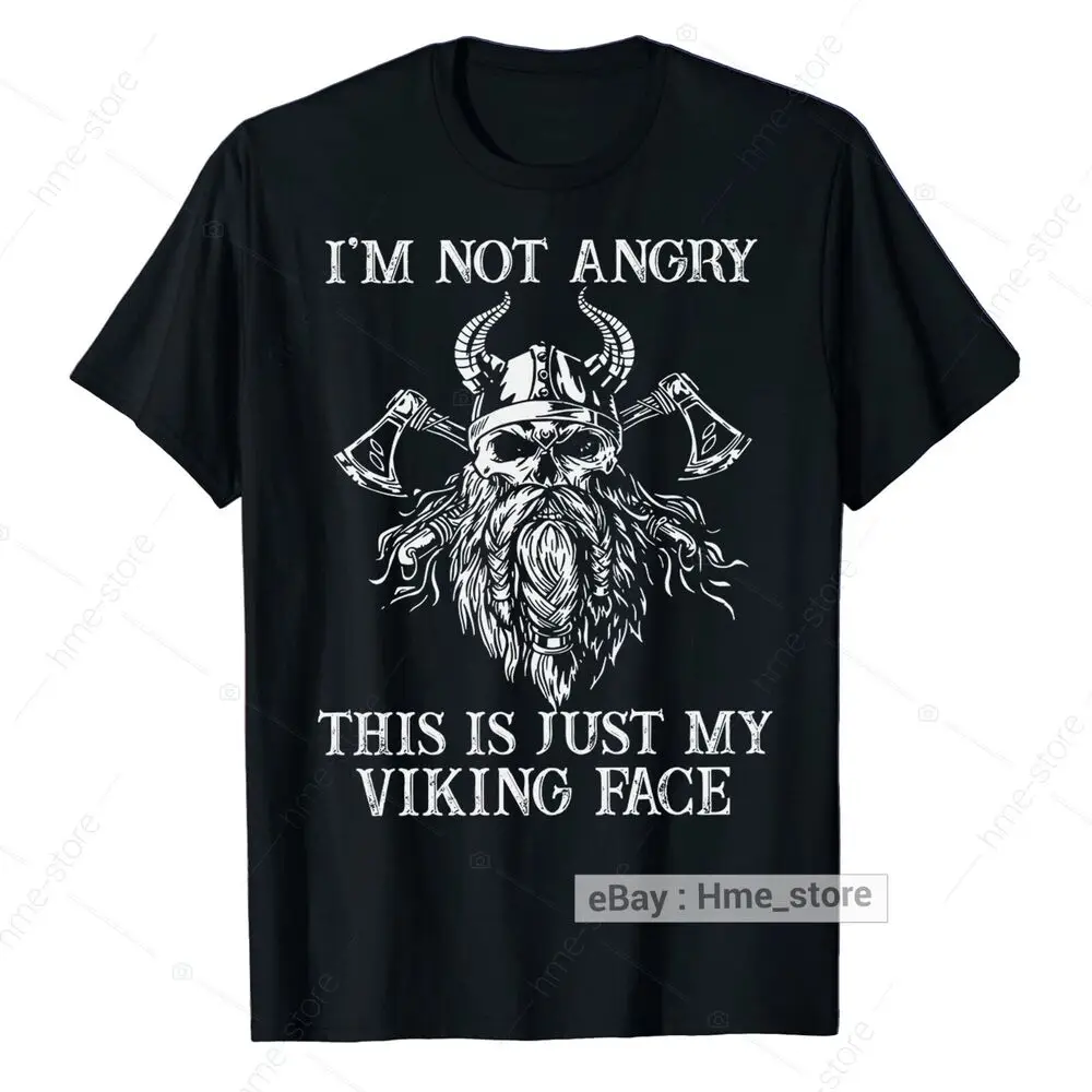 Funny Viking T-shirt For Men I'm Not Angry My Viking Face Humor Norse Anime Graphic T-shirts