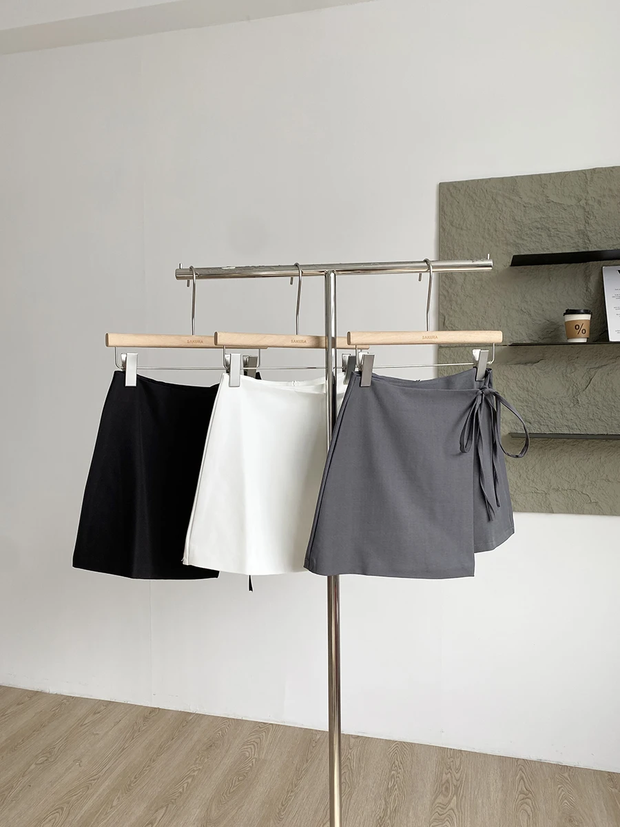 Saia de cintura alta feminina faion coreano sle emagrecimento versátil saia commute a linha saia de fibra de poliéster 2025 verão