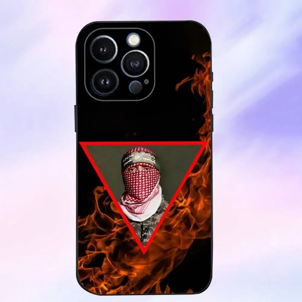 A-Abu O-Obaida iPhoneケース iPhone 16、15、14、13、12、11 Plus、Pro Max、XS、X、XR、SE、Mini、8、7対応 ソフトシリコン製 ブラックカバー