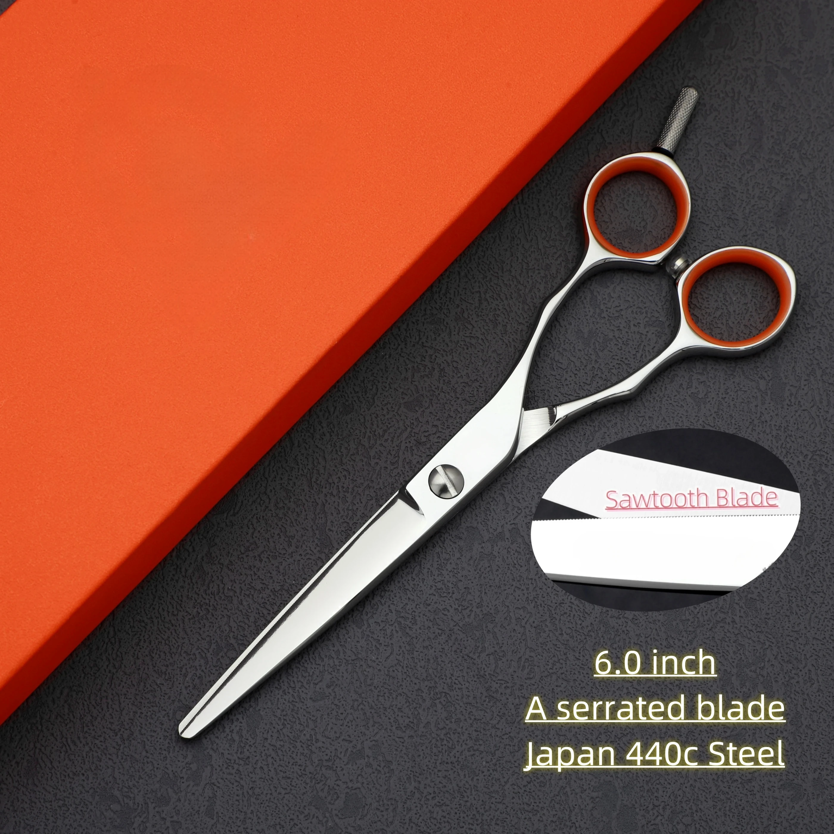 6.0 inch Serrated scissors Professional Barber scissors Japan 440C steel Hair cutting tools High quality barbershop accessories