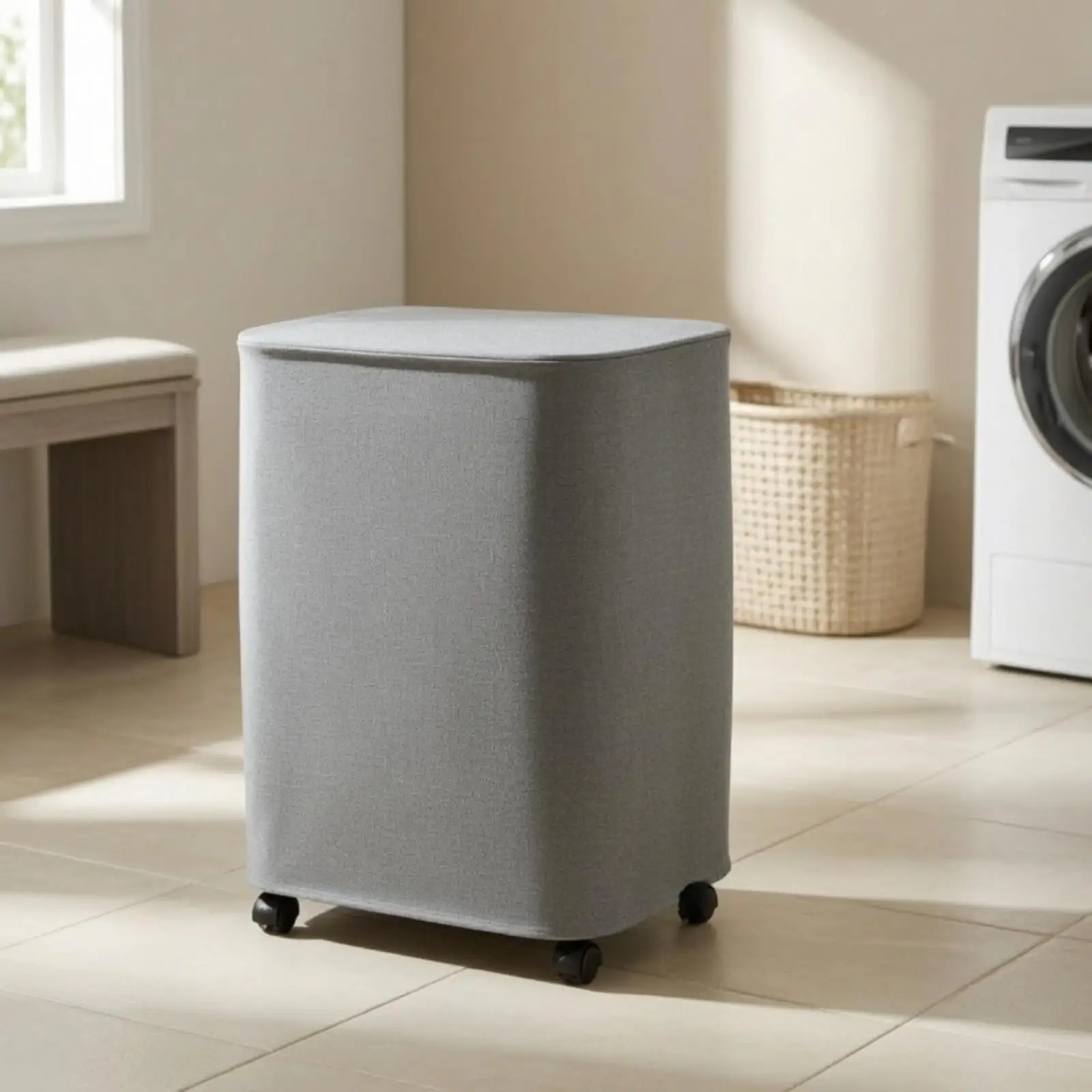 Laundry Hamper with Foot Pedal Hands-Unrestricted Laundry Hamper with Lid 2-Compartment Soft-Sided for Families, Bathroom