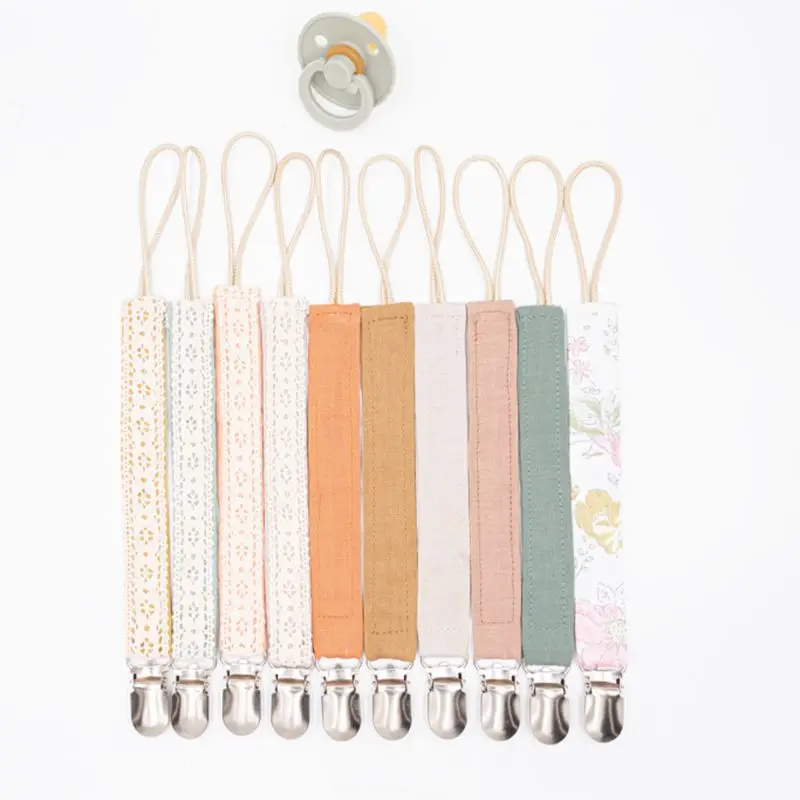 Pacifier Holder Chewable Cotton Linen Pacifier Clip Teething for Birthday, G99C