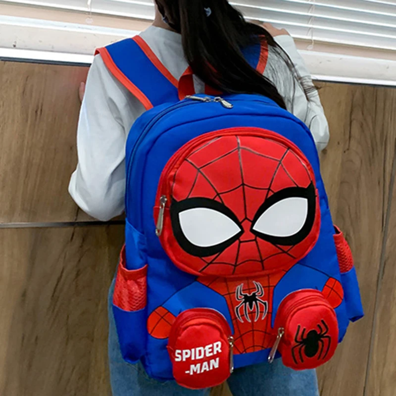 Spiderman Mochilas para Estudante, Super Heroes School Bag, Cartoon 3D Stereo Kindergarten Mochila, Saco de Viagem Infantil, Presente