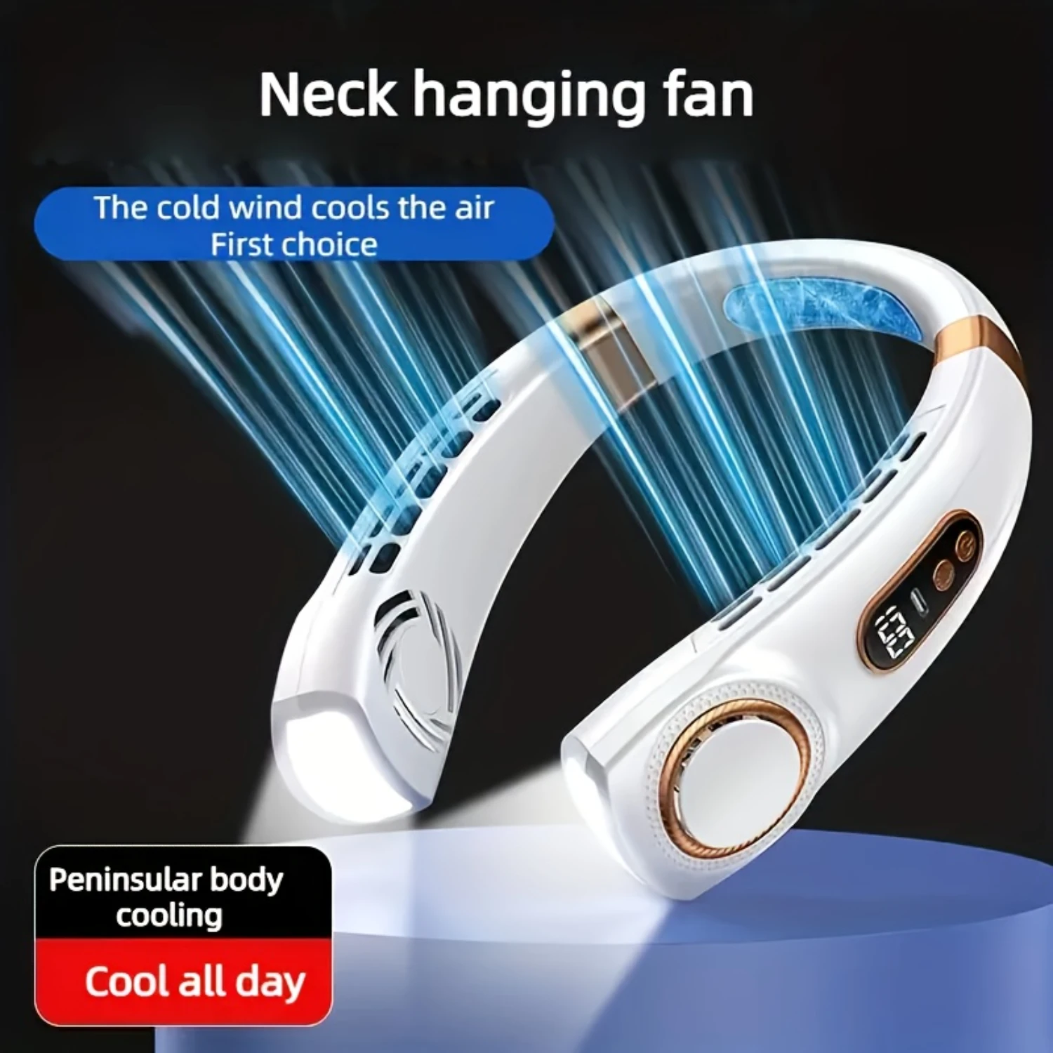 Portable Mini Lazy Persons Portable Air Conditioner Fan With Neck-hanging Cooling Fan, USB Charging, Powerful Wind, Bladeless, 