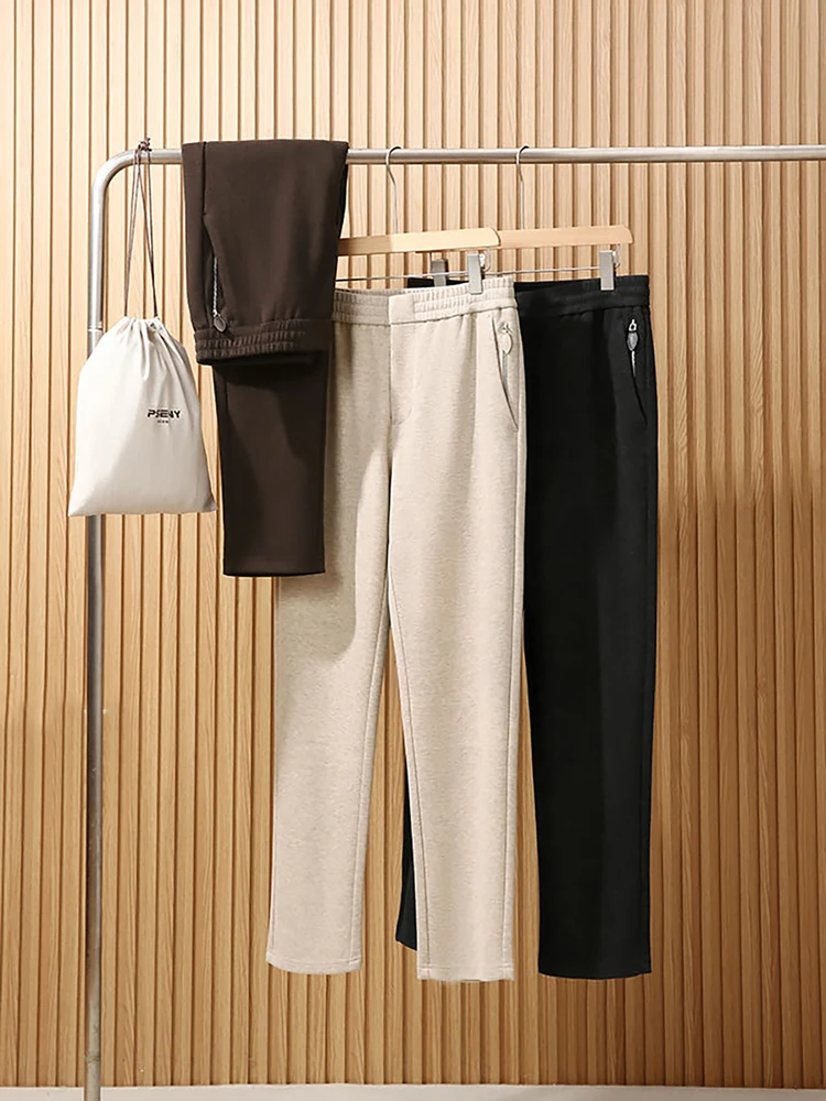 

Acetate Wool Blend Comfortable Elastic Waist Sports Casual Pants for Men Trendy Straight Leg mid Waist Autumn Winter