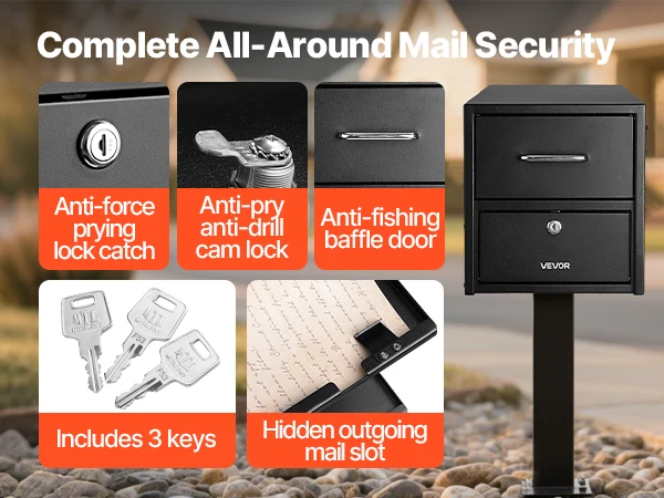 SucceBuy Post Mount Mailbox Anti-Pry & Anti-Theft Mailboxes for Outside with Magnetic Door Weather-Resistant for House Outside