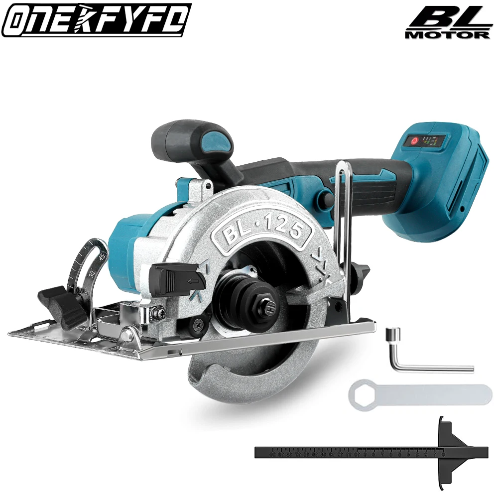 

Electric Circular 125mm Saw Adjustable Brushless Multi-Angle Handheld Power Woodworking Cutting Suitable for Makita 18v Battery