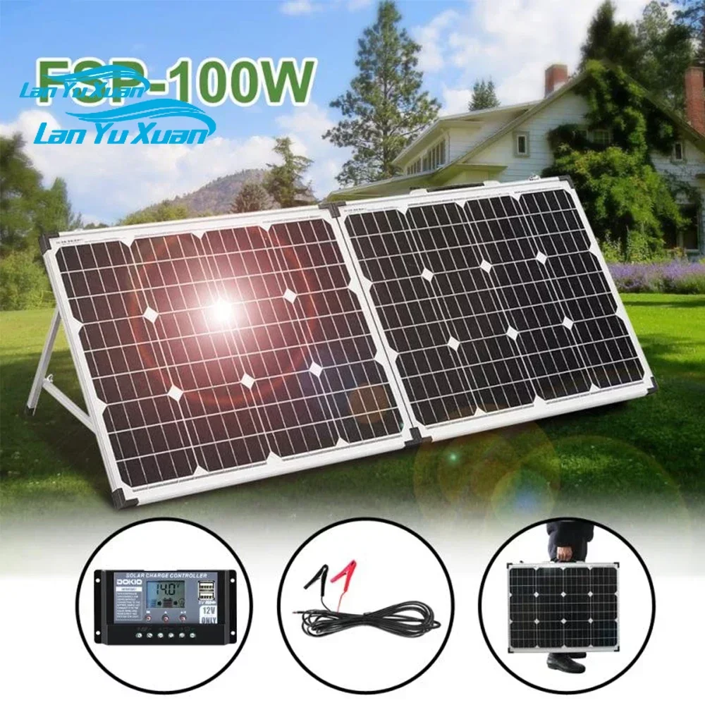 100W (2Pcs X 50W) Foldable Solar Panel China Pannello e USB Controller  Battery Cell/Module/System Charger