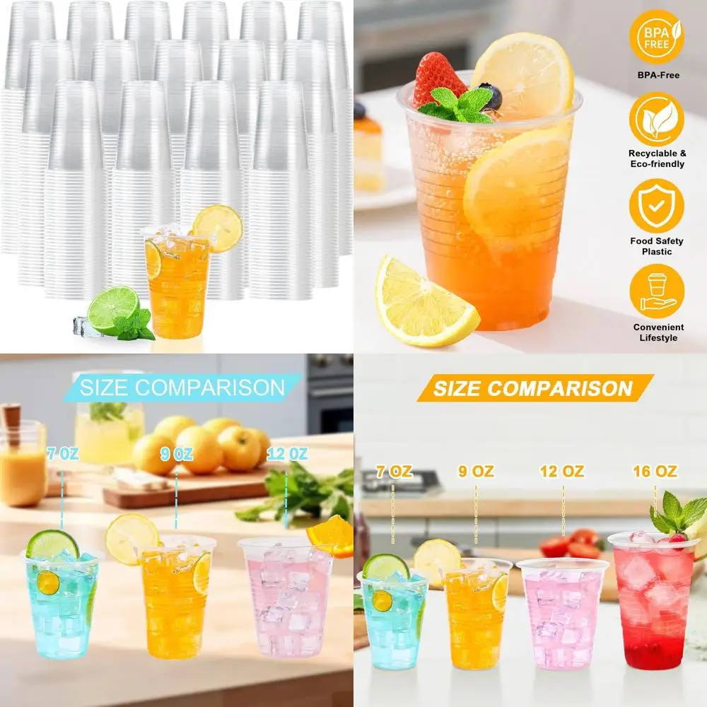 

Disposable Clear Plastic Cups, 9 oz, 2000 Pack, Ideal for Parties, Suitable for Hot Drinks, Soda, and Juice