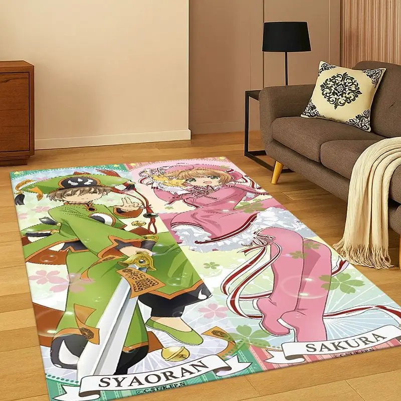 Cute Sakura Card Captor Girl Cartoon Living Room Non-Slip Area Rug Soft Carpet for Bedroom  Playroom Sofa,Home Decor Doormat