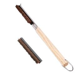 Pizza Stone Cleaning Brush Stalk Fiber Coconut Palm Shell Rubber Wood Removable Long Handle Pizza Tool