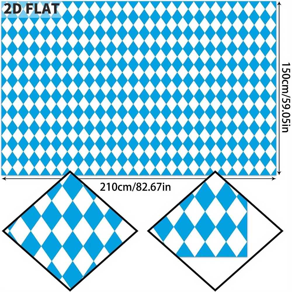 Oktoberfest Tablecloth for German Oktoberfest Themed Party Decorations Blue Bavarian Flag Check Rectangular Table Cloth