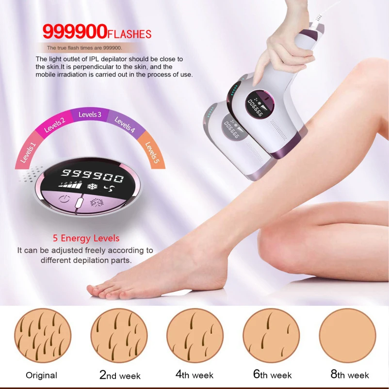 

IPL Laser Epilator Freezing Point Permanent Hair Removal Painless Epilator 999900 Flashes Pulses Light Whole Body Hair Remover