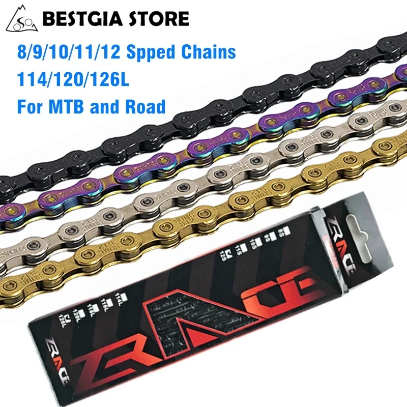 ZRACE 8 9 10 11 12 Speed MTB Mountain Road Bike Chain 114/120/126L Compatible With SHIMANO/SRAM/Campagnolo/LTWOO/S-RIDE/SENSAH