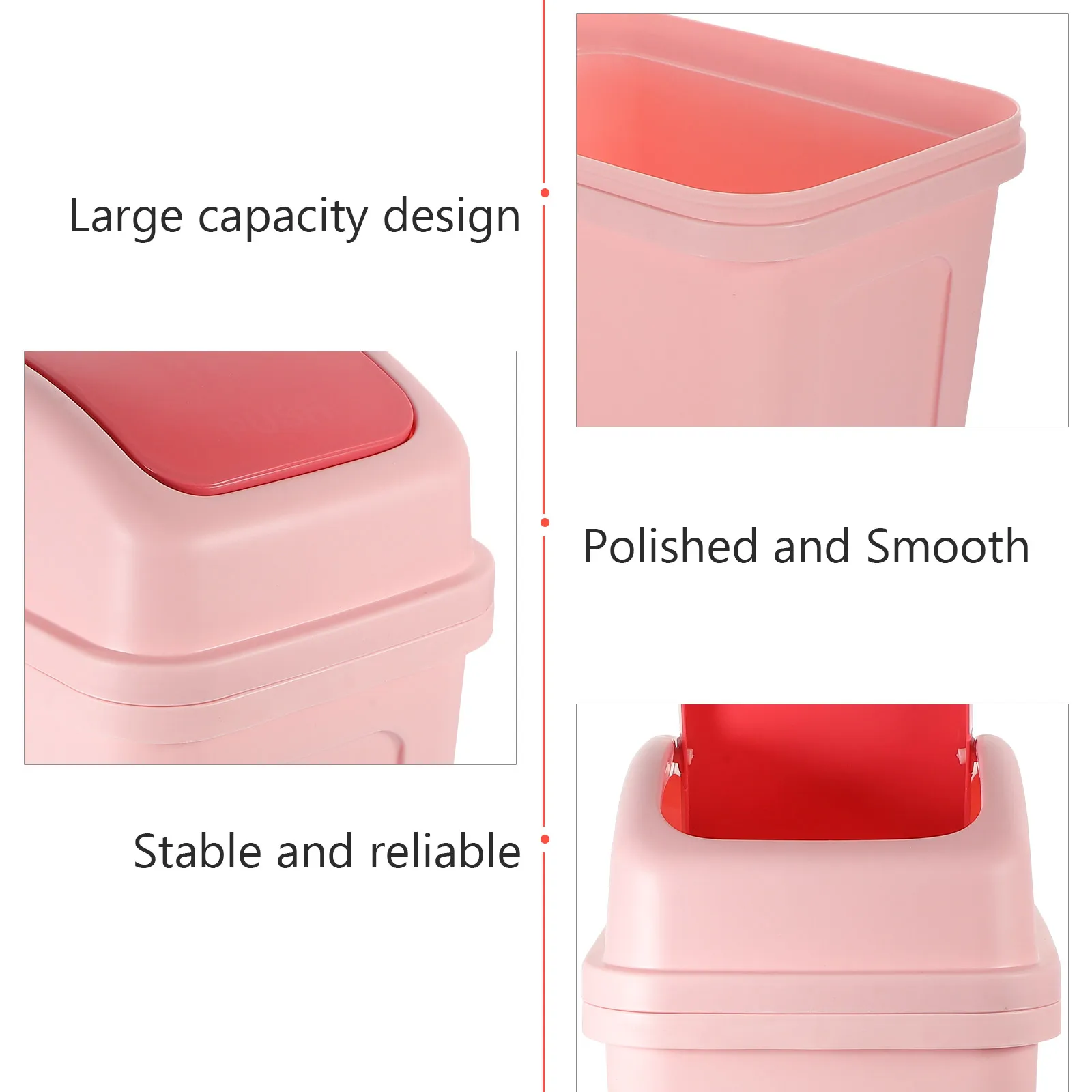 

Bathroom Large Capacity Rocking Trash Can Trashcans Kitchen Accessories Pink Pp