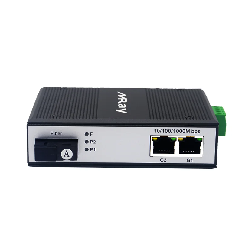 convertitore-di-media-industriale-poe-a-2-porte-1000m-1-porta-sfp-switch-con-2-porte-ethernet-10-100-1000mbps-e-slot-sfp-da-40-a-85°c-℃-din-ra