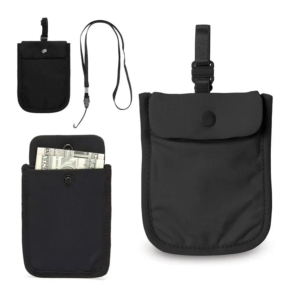 Solid Color Hidden Bra Wallet Safe Anti-theft RFID-Blocking Money Pouch With Adjustable Elastic Strap Portable Small Storage Bag