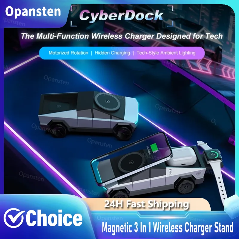 

Magnetic 3 In 1 Wireless Charger Car Phone Stand For Magsafe iPhone 16 15 14 Apple Watch 10~2 SE AirPods Pro Smartwatch Charging