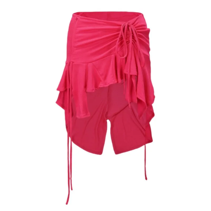 

Юбка для танца живота по индивидуальному заказу, нерегулярная полуюбка с кисточками и шнурком, короткая юбка для танцев, платье для латинских восточных танцев, команды для выступлений