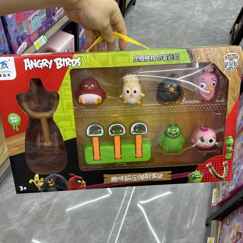 Angry Birds FIGURE Red Bird Green Pig Slingshot Launcher Stress Relief Interactive Play Educational Family Game Toy