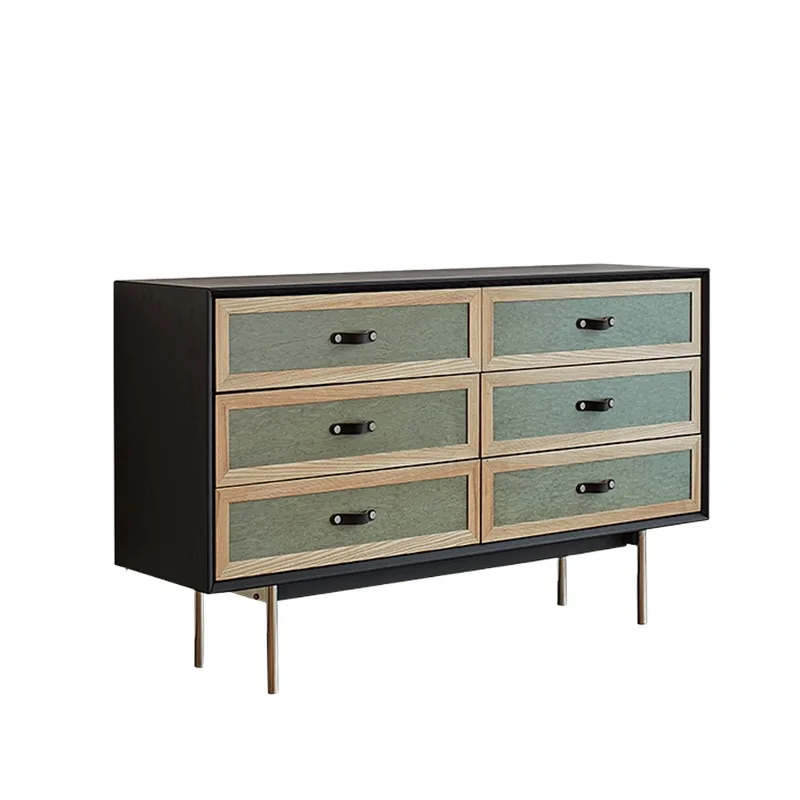Medieval style six-chest cabinet, bedroom bedside locker small apartment, sofa side cabinet storage cabinet c