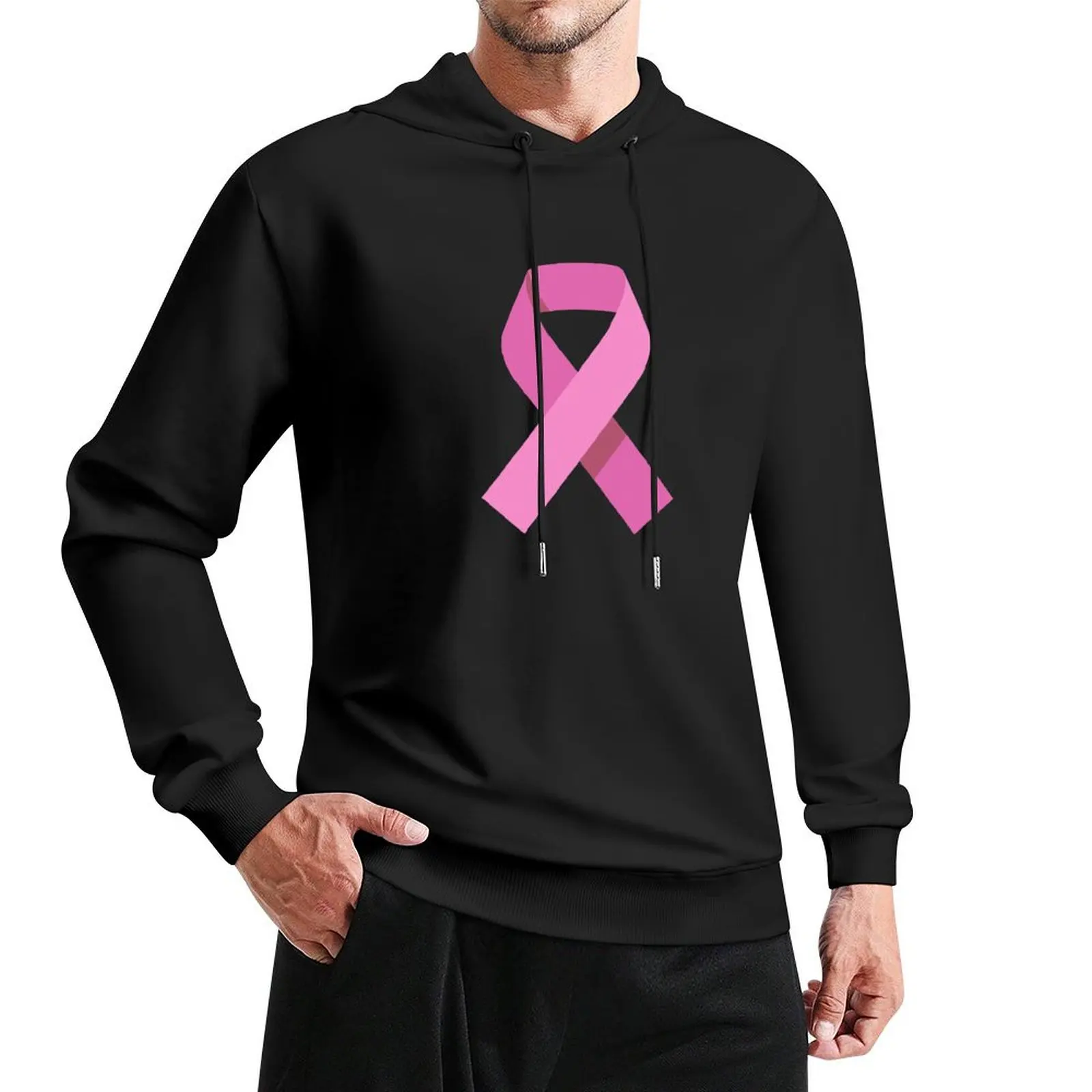 Pink Awareness Ribbon Pullover Hoodie mens designer clothes fashion men tracksuit