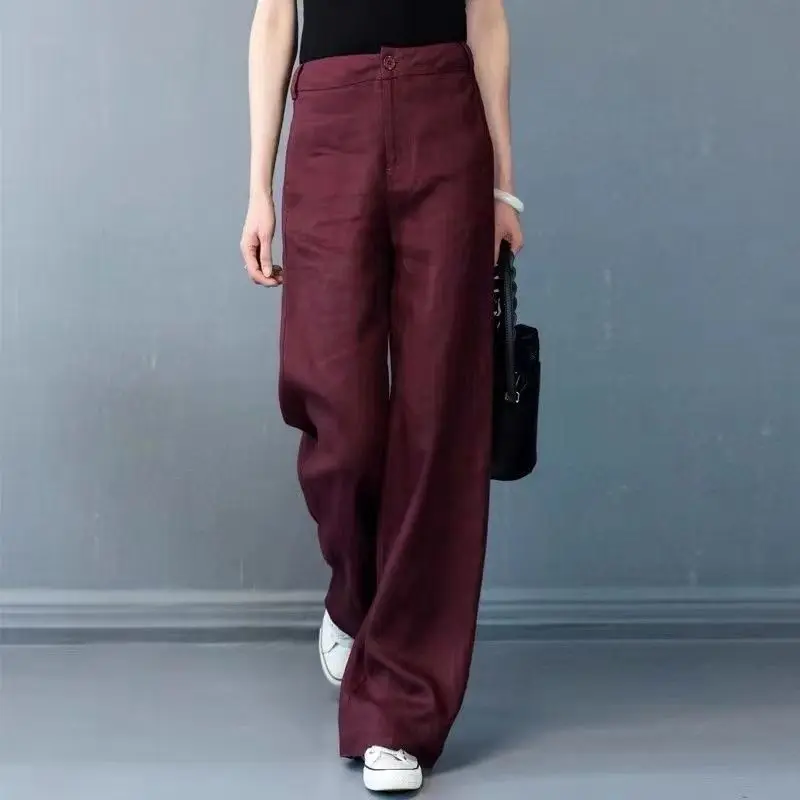 ใหม่ฤดูใบไม้ผลิและฤดูร้อนผ้าลินินผู้หญิงหลวม Slim Casual กางเกงตรง