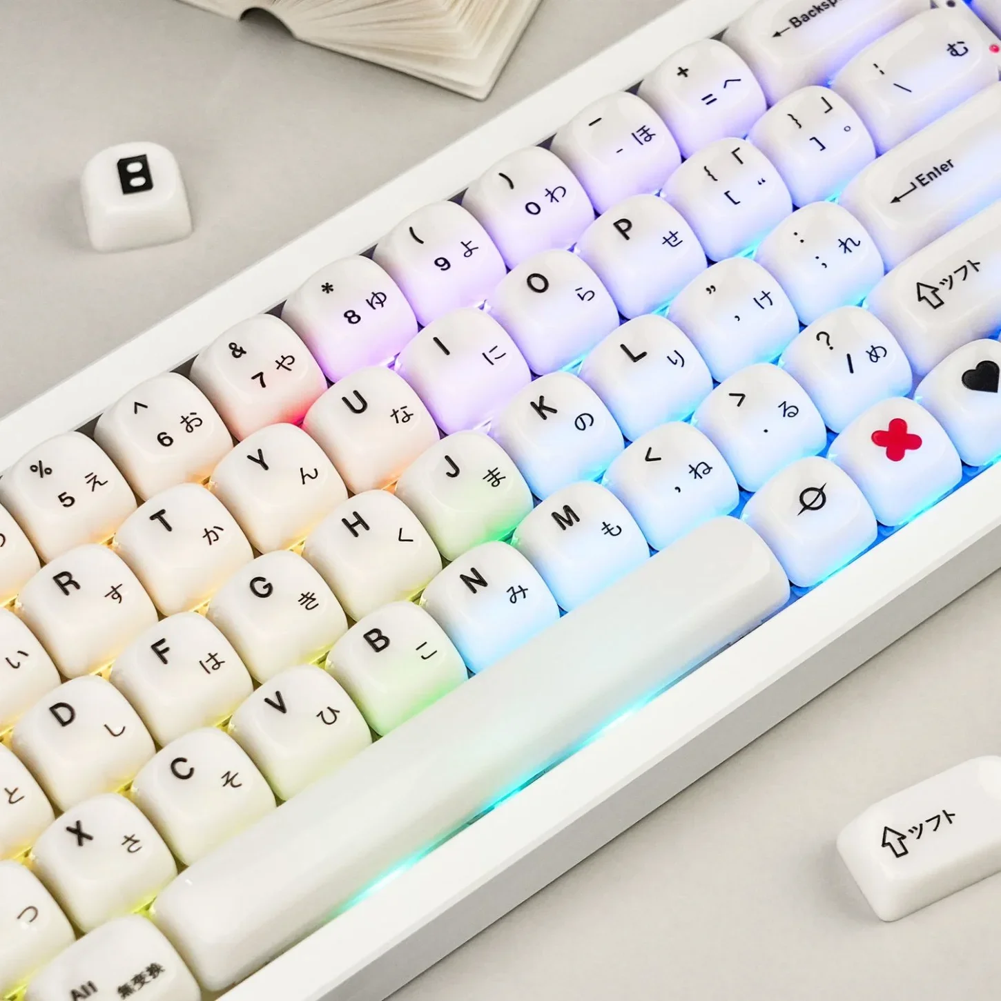 

MOA Minimalist White Japanese Keychain PC Transparent 134 Key 60/64/84/98/108 Mechanical Keyboard