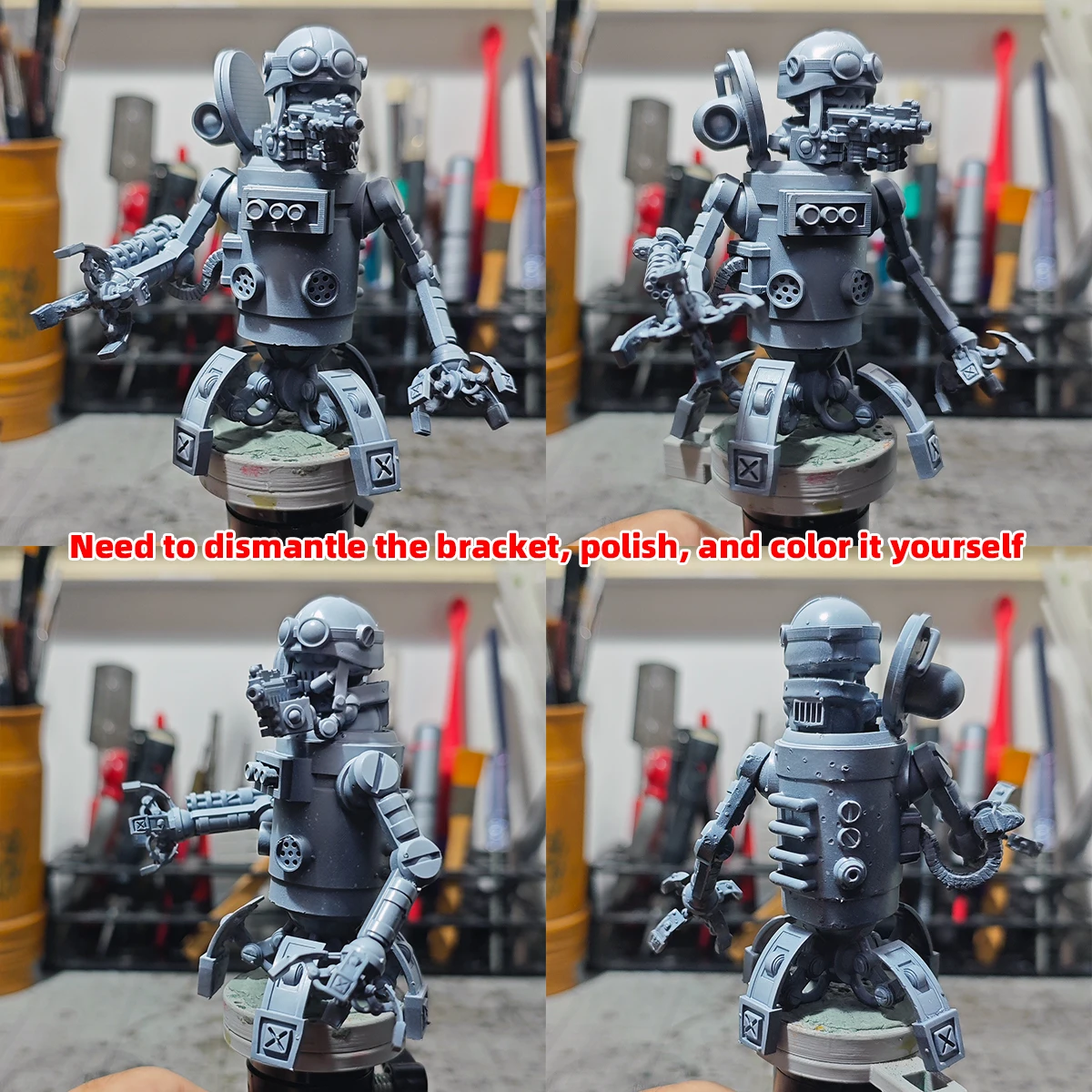 Q-Version Modellbausatz 3D-Harz Miniatur-Soldatenfiguren Diorama Unbemalte Sci-Fi-Cartoon-Pilotierte Mecha-Drohne DIY – Detail 10