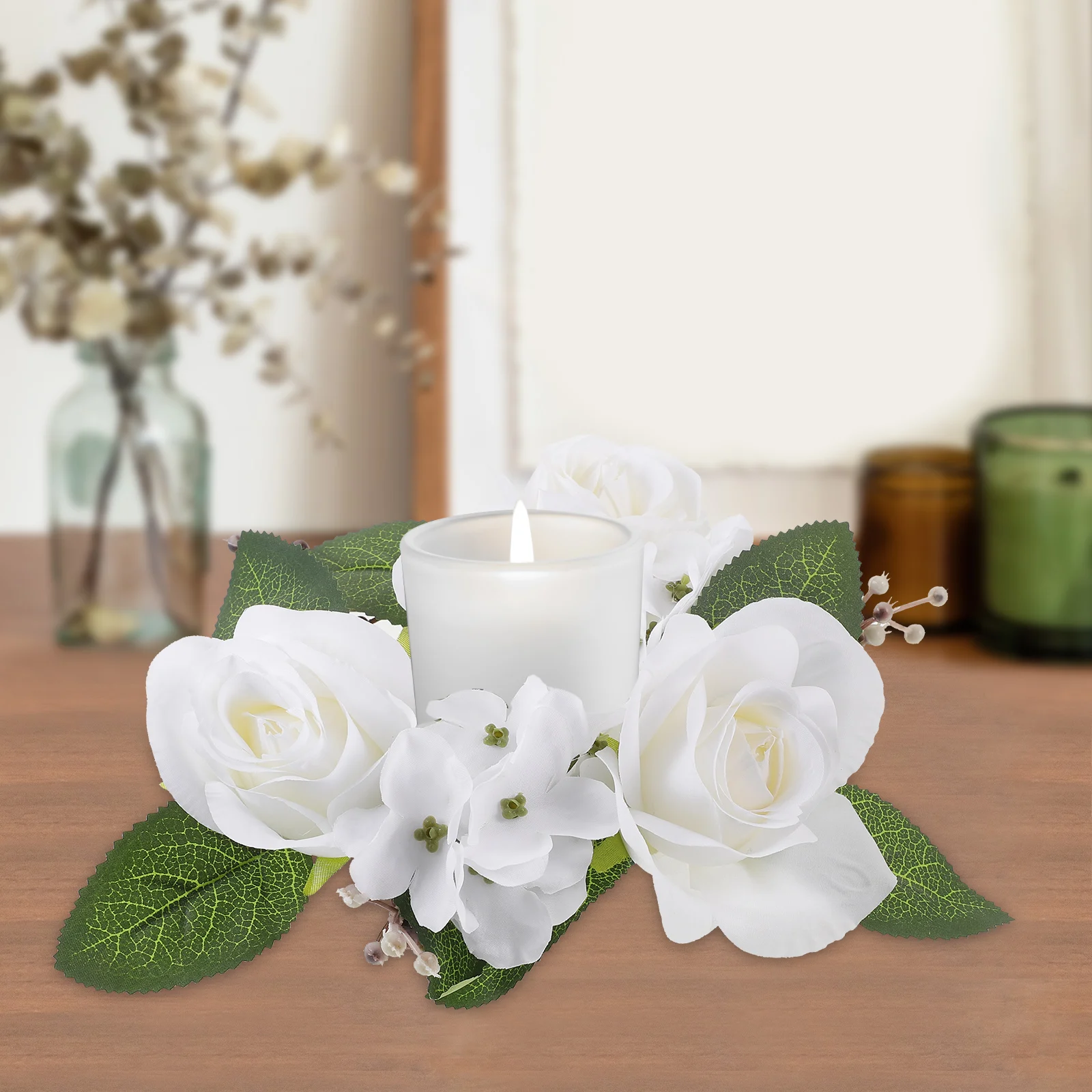 

Simulation Floral Ring Artificial Wreath Wedding Party Decoration Romantic Table Centerpiece Reusable