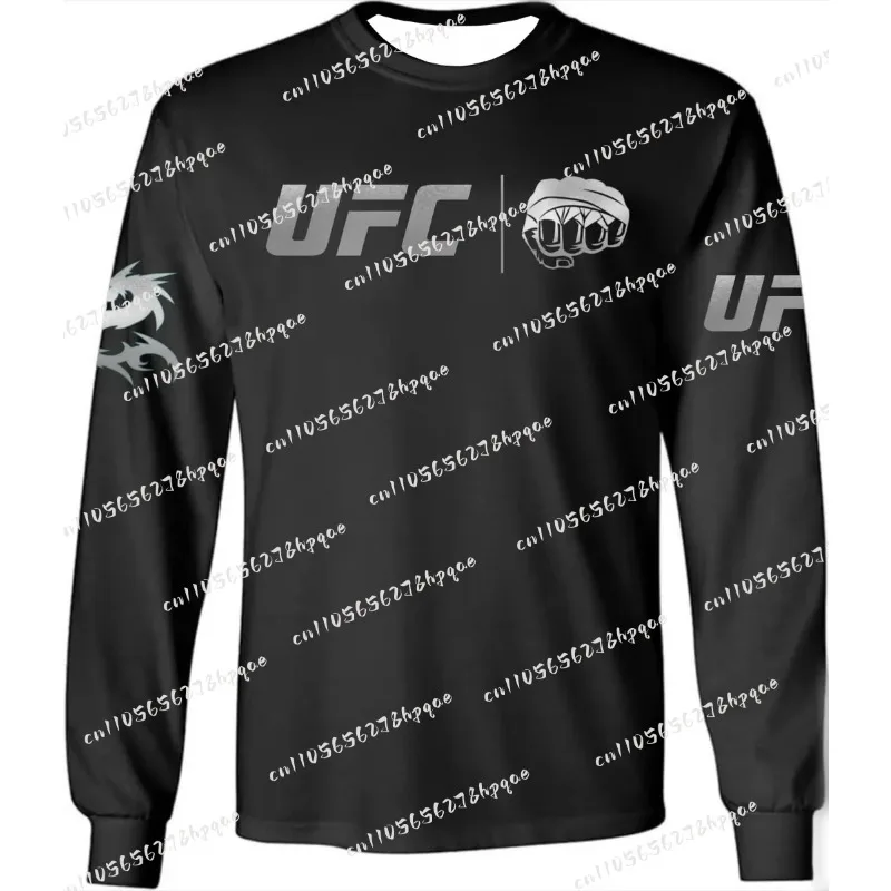 

2025-26 Trendy Style UFC Fighting Long Sleeved T-shirt Men's Plus Size Fitness Running Outdoor Long Sleeved Shirt Casual Top