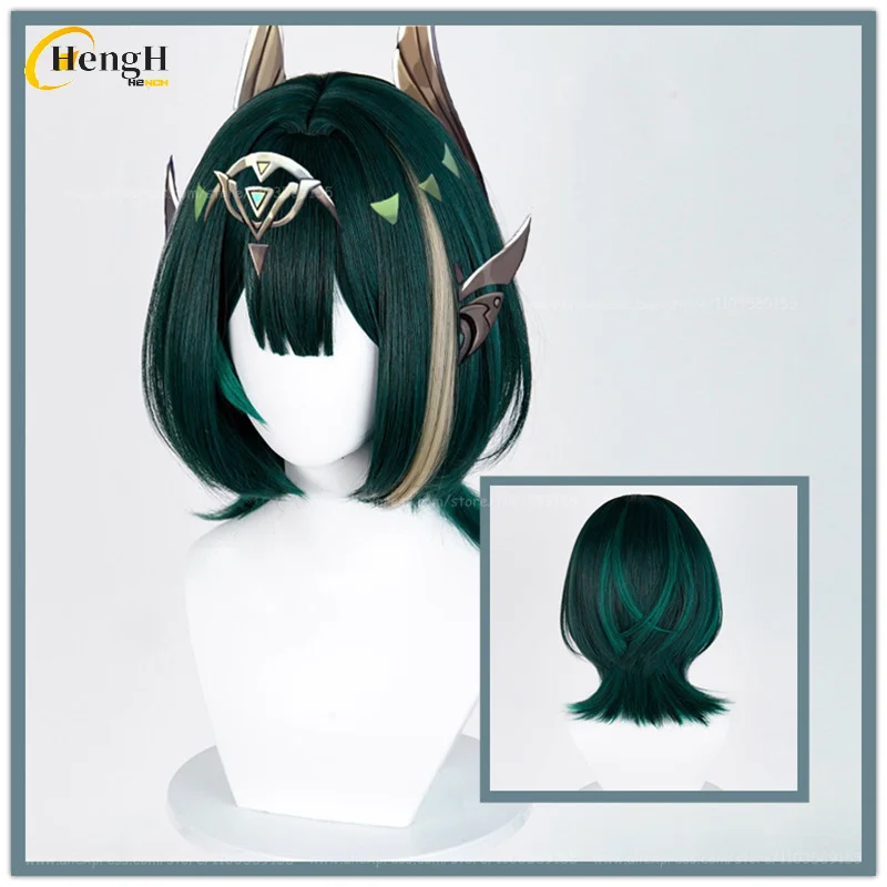 

In Stock Game Nefer Synthetic Hair Unisex 36cm Mixed Color Cosplay Anime Wig Heat Resistant Hair Halloween Party Wigs + Wig Cap