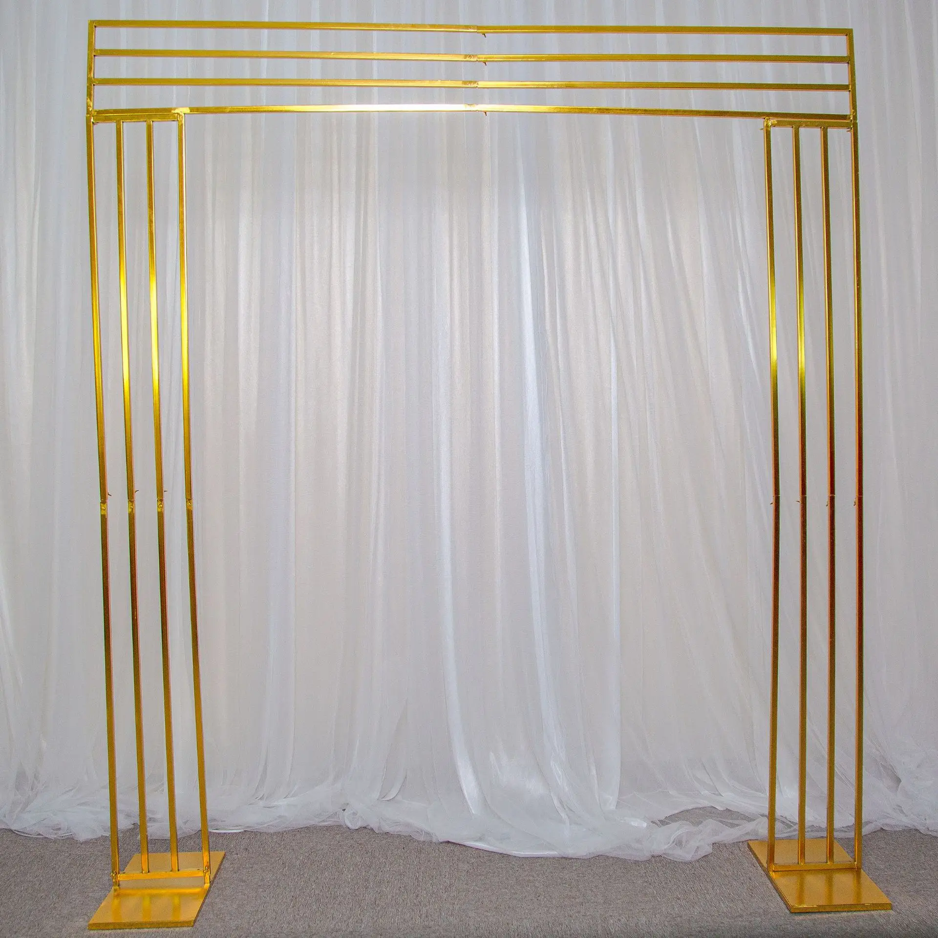 3pcs 2.2M High Shiny Gold-plated Square Screen Backdrop Shelf Wedding Arch Geometry Flower Door Stand Artificial Flor