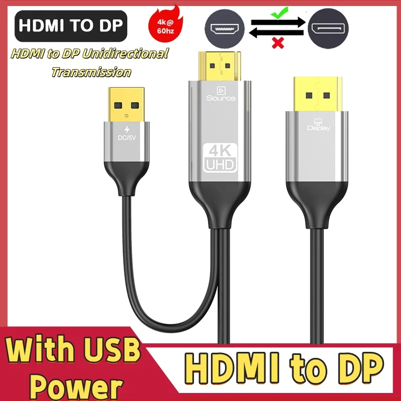 Kabel HDMI do DisplayPort Konwerter HDMI na DisplayPort 4K@60Hz HDR do komputera stacjonarnego, laptopa, PS5, monitora, projektora — zdjęcie produktu 7