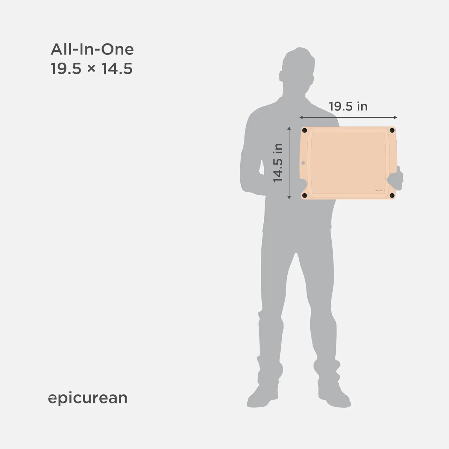 Tábua de corte de madeira natural de 19,5 x 14,5 polegadas, superfície de preparação de cozinha multifuncional para fácil cozinha