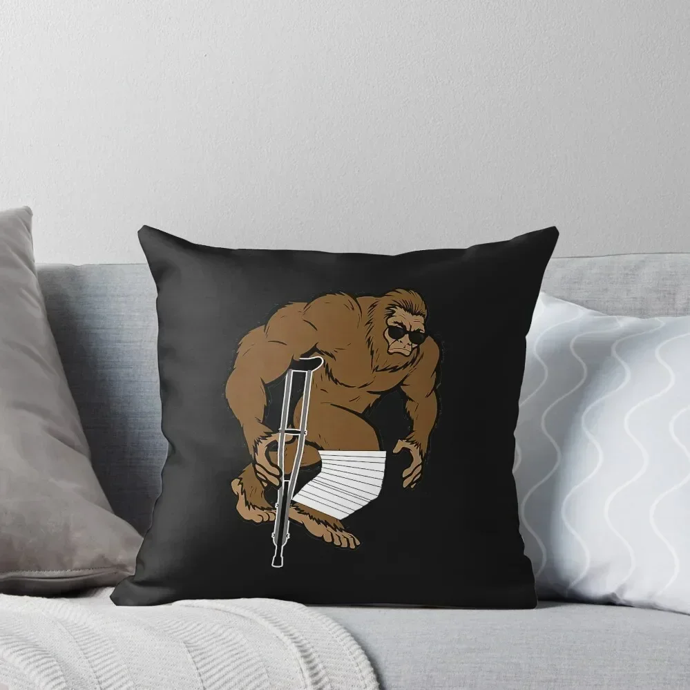 

Funny Bigfoot Broken Leg Get Well Soon Gift Crutches Premium Throw Pillow sleeping pillows Covers For Sofas pillow