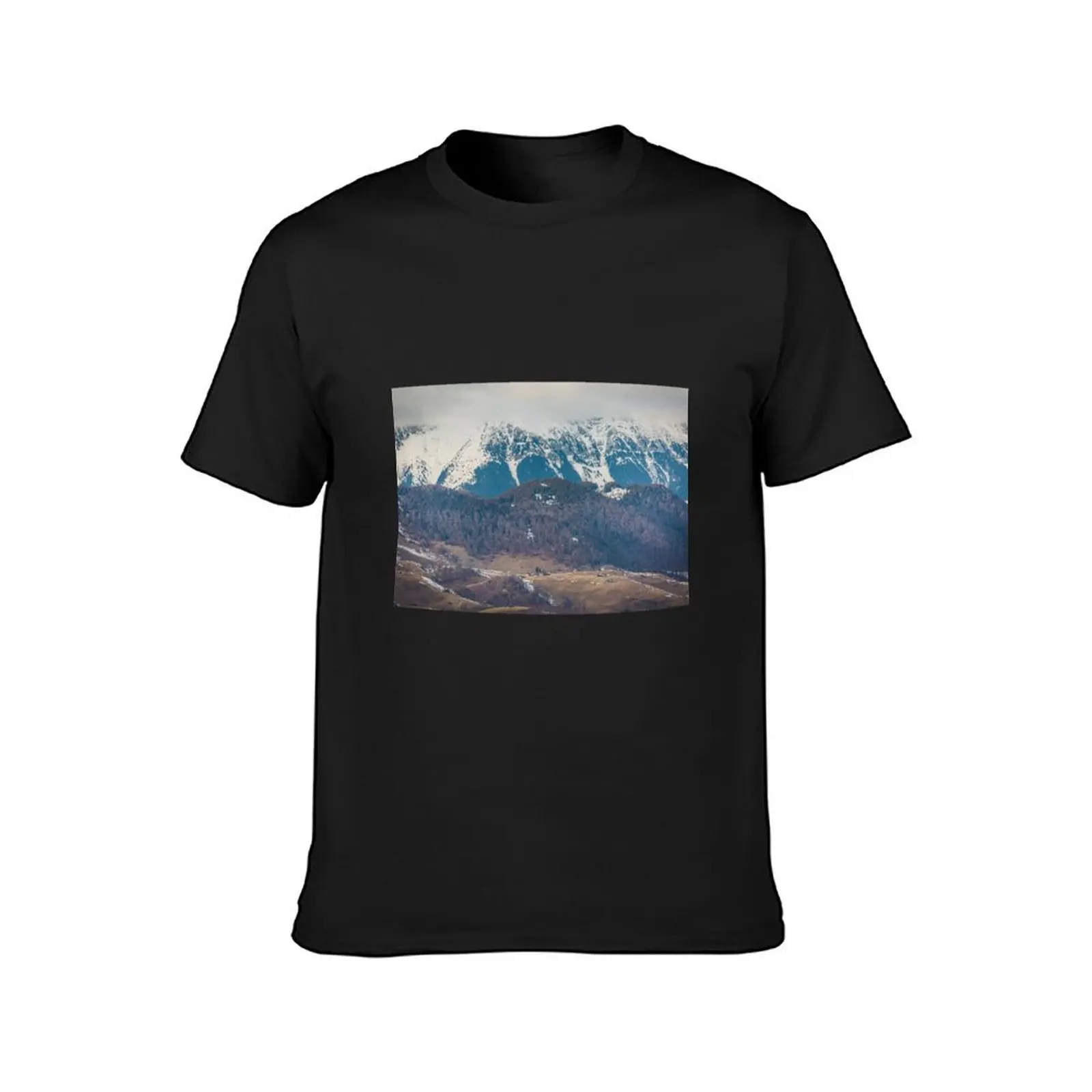 Transylvanian winter landscape with the Bucegi Mountains T-Shirt oversizeds for a boy oversized vintage clothes mens t shirts