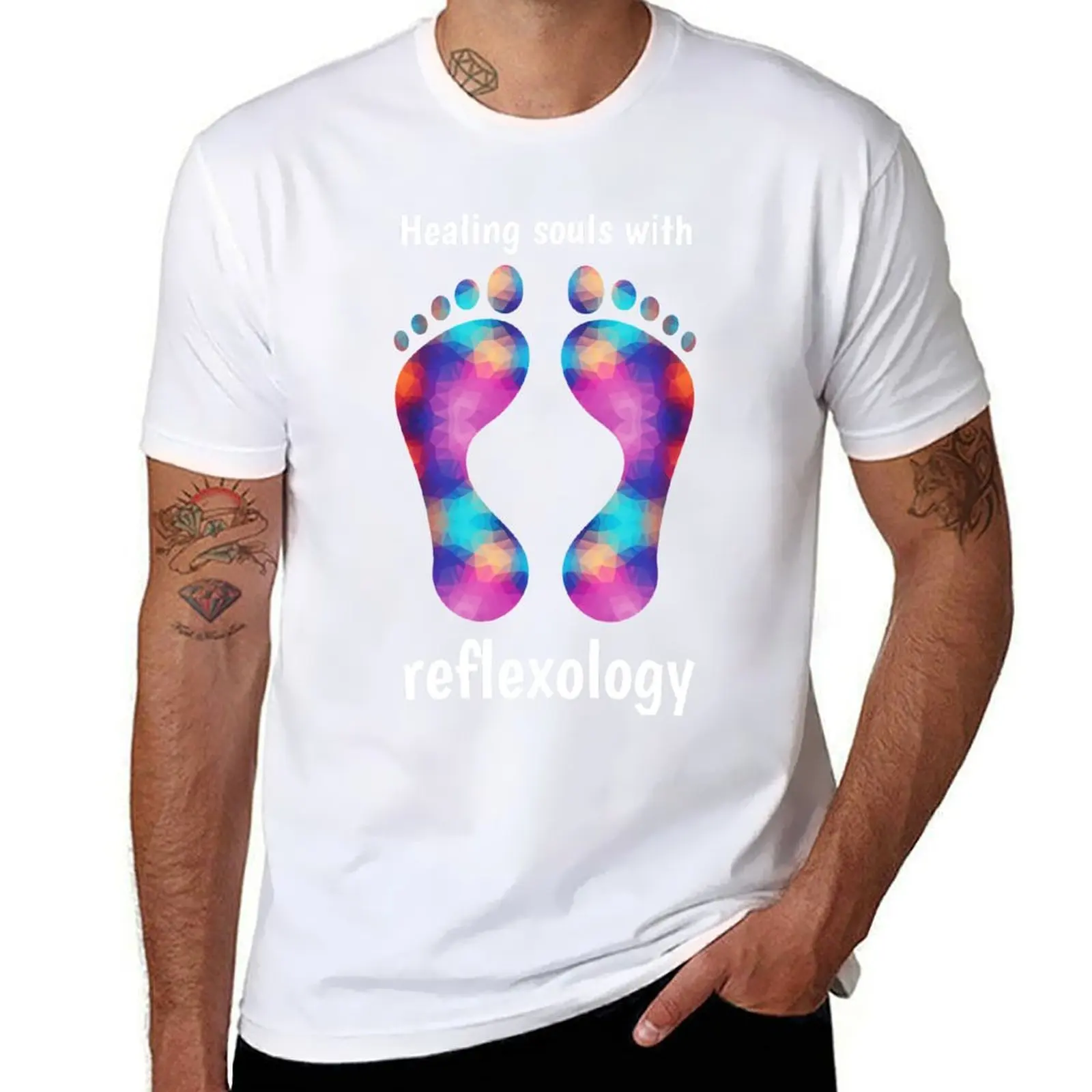 

Healing Souls with reflexology (white text) T-Shirt t shirt for man essential t shirt T-Shirt