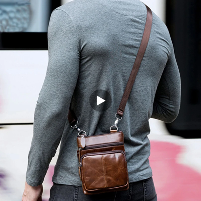 Mała męska torba listonoszka na ramię ze skóry naturalnej, torebka crossbody, męska torba na bok, mała vintage torba, sac, bolso, bolsa.
