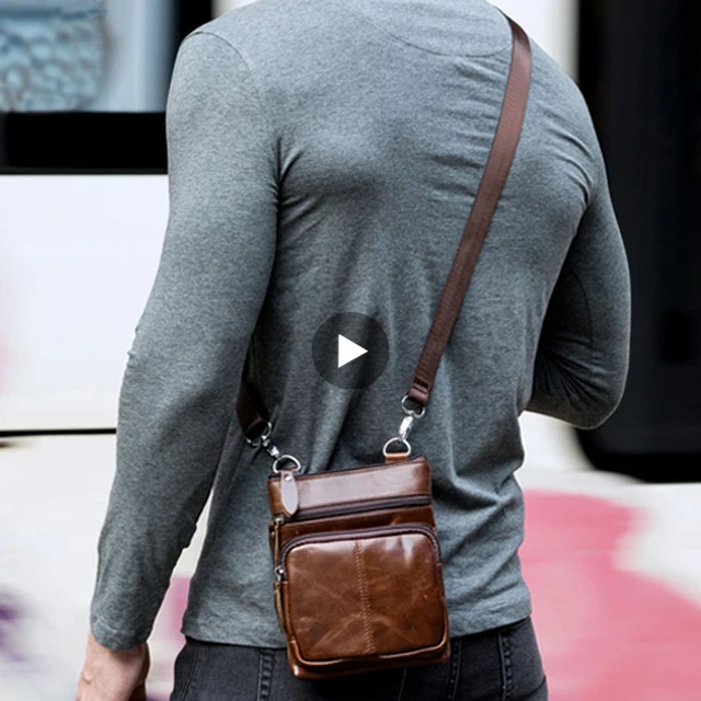 Mała męska torba listonoszka na ramię ze skóry naturalnej, torebka crossbody, męska torba na bok, mała vintage torba, sac, bolso, bolsa.