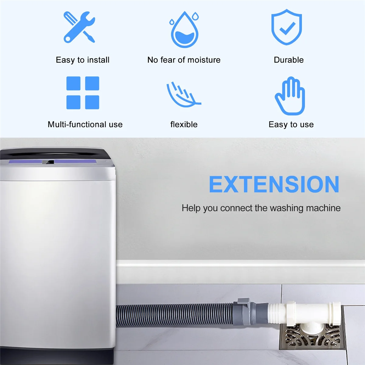 Tuyau de vidange pour machine à laver, 2.5m, extension pour lave-vaisselle, sèche-linge