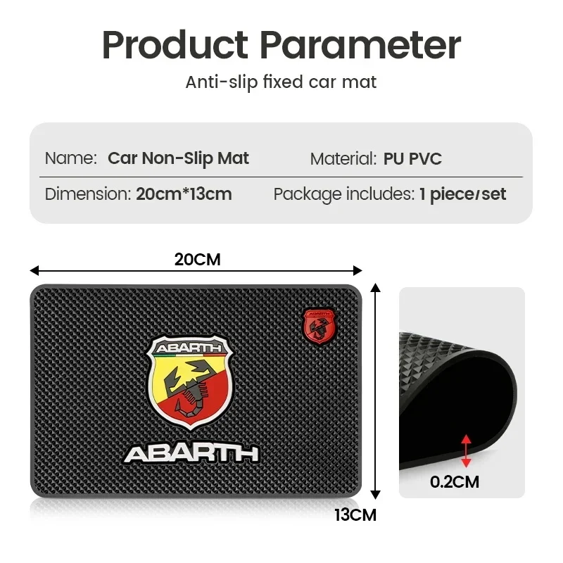 Durable Waterproof Abarth Dashboard Non-Slip Mat for Fiat Abarth 500e Tipo 500 500x Easy Clean Anti-Slip Grip Interior Decor
