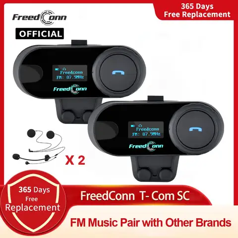 FreedConn Bluetooth Motorcycle Intercom Helmet Headset Wireless Motorbike Head Interphone LCD Screen FM Earphone