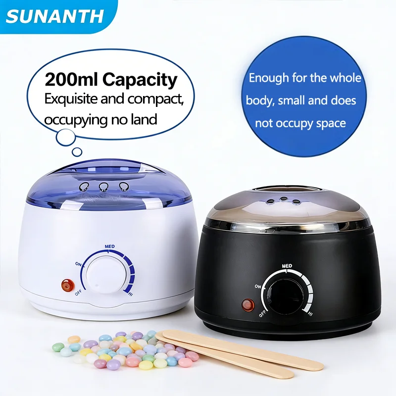

2026 Mini Electric Wax Warmer 200ml, Portable Paraffin Wax Heater for Face Armpit Legs, Hair Removal Pot Home Salon Tool